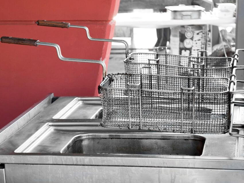 Two stainless fryer baskets